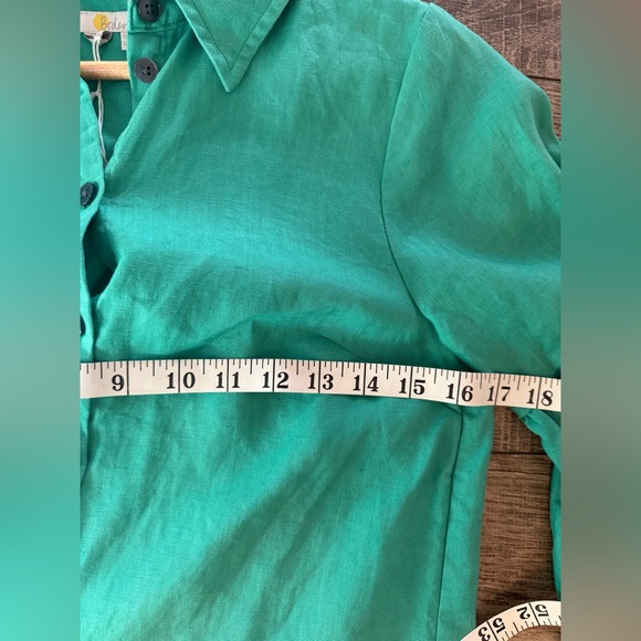 NWOT Boden Anna Blousen Kelly Green Size 4 100% Linen Button Down - Picture 6 of 8